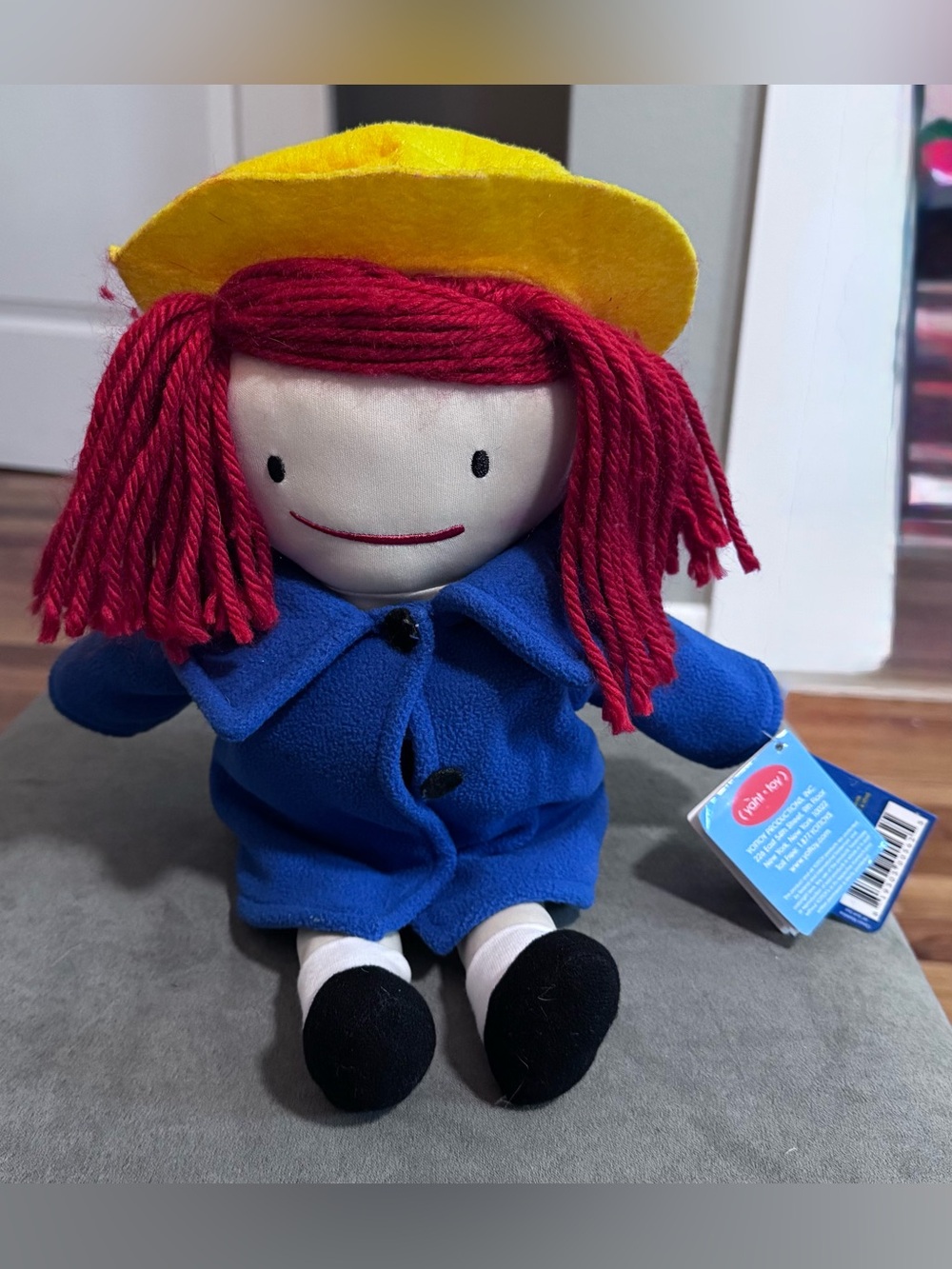 Madeline Plush Doll with Yellow Hat, Red Hair and Blue Coat